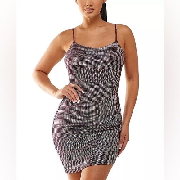 CITY STUDIOS Juniors' Sparkle Cowl-Back Bodycon Dress, evening wine size XXS - Picture 1 of 10